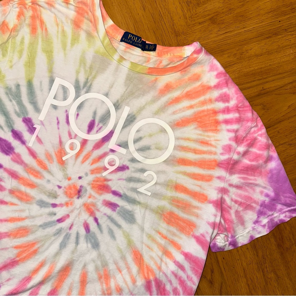 Polo Ralph Lauren Shirt Men Extra Large Tie Dye Casual Tee Cotton Spell 1992 XL